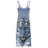 New Blue and White Tiger Sleeveless Dress